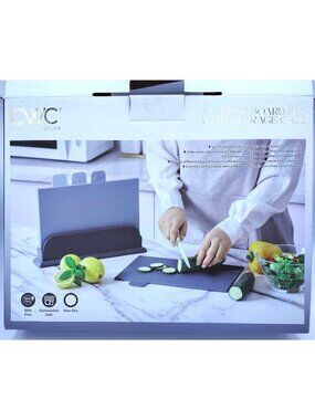 Cutting Board Set With Storage Case Cook With Color 4 Color Coded Boards Kitchen